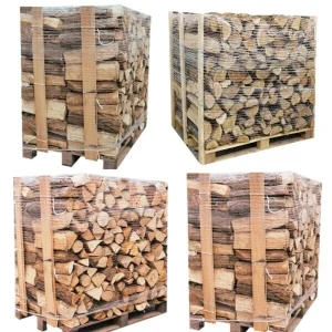 4 Paletten (2 Weiss-Eiche + 2 Buche/Hainbuche) – Scheite 40 cm