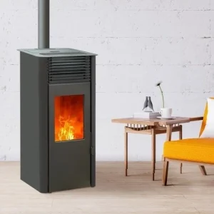 Raumluftunabhängiger Pelletofen Emaflam Reva 9 kW schwarz + WiFi-Box inklusive